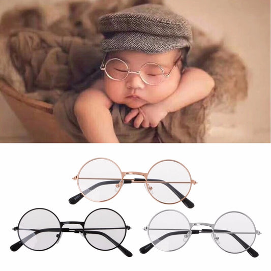 Newborn Baby Photo Shoot Accessories Girl Boy Flat Glasses Photography Props Gentleman Studio Shoot Retro Style Eyewear [PHO]