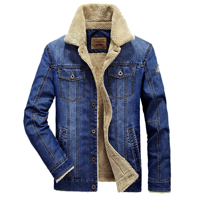 Winter Jackets Men Oversized Fleece Denim Jacket 6XL 7XL Streetwear Thicken Casual Jacket Coat Men's Clothing Outerwear  [MEN]