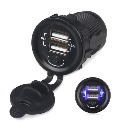 5V 2.1A Dual USB Car Charger Adapter With ON OFF Switch 12V 24V Car Boat Marine Truck Motorbike Charger For iphone Smart phone [MRN]