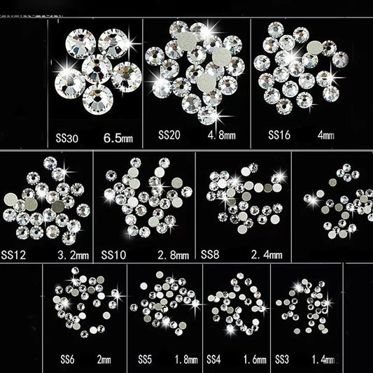 YanRuo New 2000NOHF All Sizes Shiny Crystal Clear Non Hotfix Flatback Beauty Accessories Glass Rhinestones Nail Art Decorations [BEU]