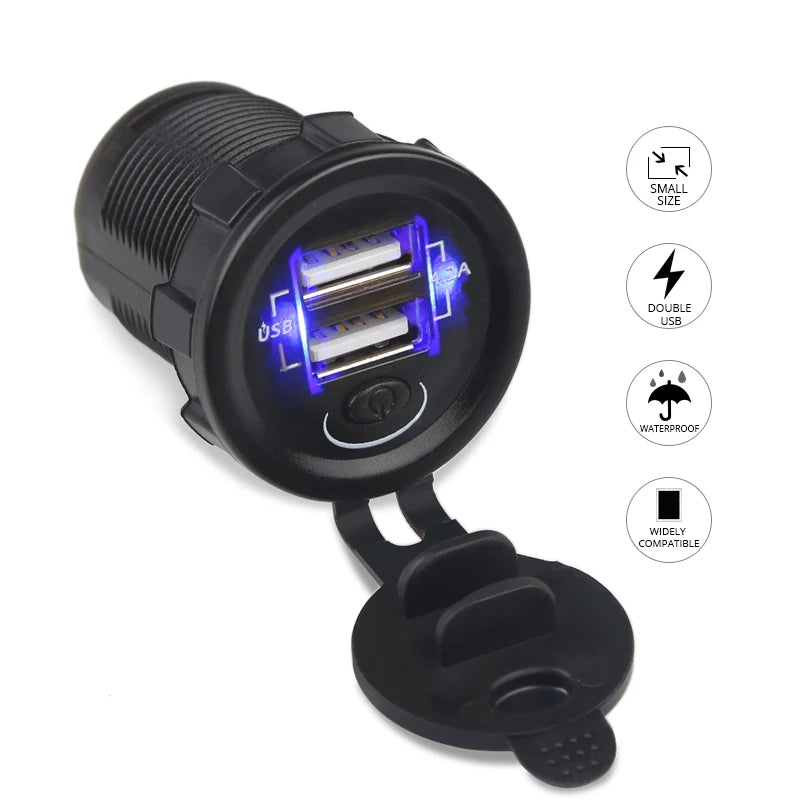 5V 2.1A Dual USB Car Charger Adapter With ON OFF Switch 12V 24V Car Boat Marine Truck Motorbike Charger For iphone Smart phone [MRN]