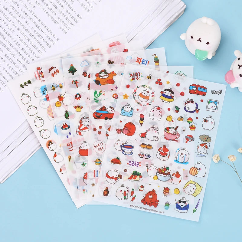 Cute Molang Rabbit Cartoon Animals Sticker Pvc Cartoon Stickers Diary Sticker Scrapbook Decoration Stationery Stickers [OFF]