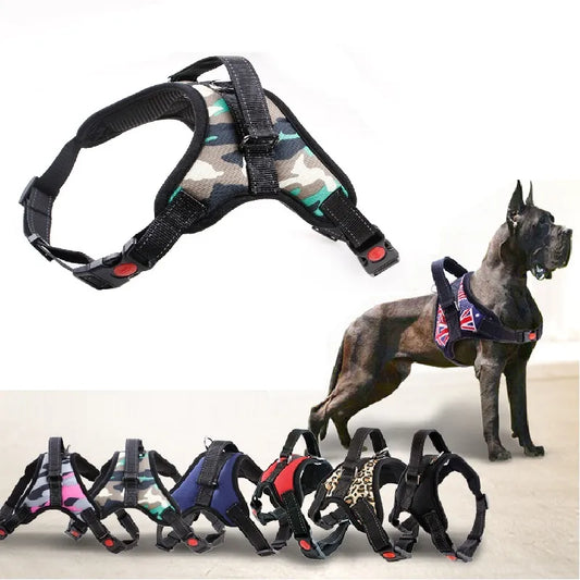 Nylon Heavy Duty Dog Pet Harness Collar Adjustable Padded Extra Large Medium Small Dog Harnesses Vest Husky Big Dogs Products [PET]