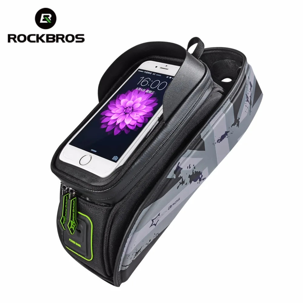 ROCKBROS Bicycle Frame Front Tube Waterproof Bike Bag Touch Screen Bike Saddle Package For 5.8 /6 in Cell Phone Bike Accessories [SPT]