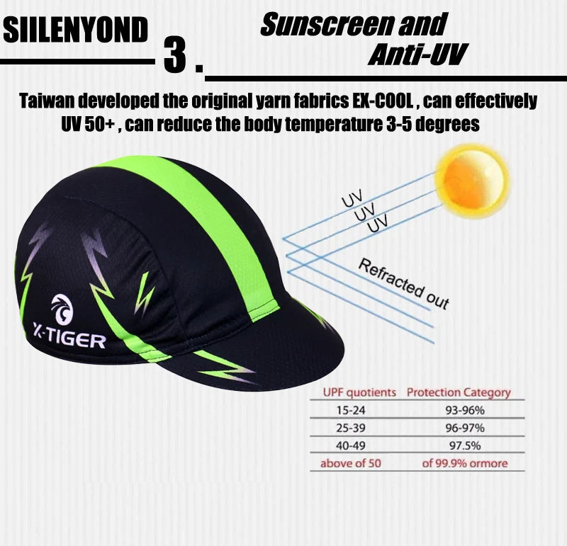 X-TIGER Bright Green Outdoor Sport Bike Head MTB Bicycle Headwear Headband 100% Polyester Cycling Hats Bandana Pro Cycling Cap [SPT]