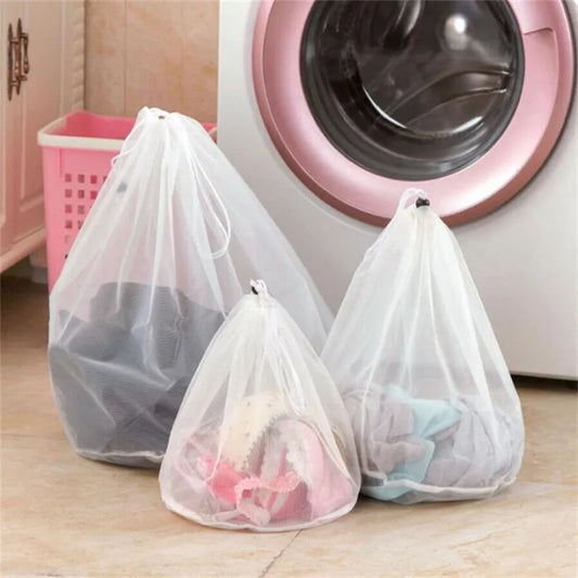 Nylon Laundry Bag Cleaning Zippered Foldable Nylon Bra Socks Underwear Clothes Washing Machine Protection Net Mesh Bags Home [GRM] [UND]