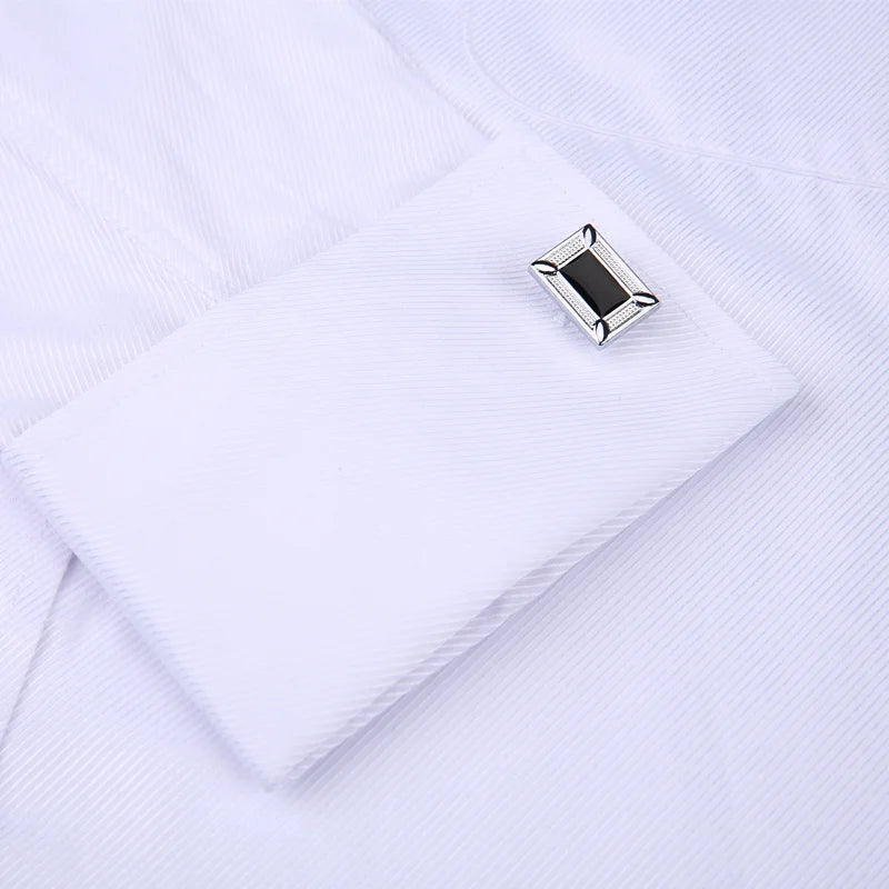 Men French Cuff Dress Shirt 2022 New White Long Sleeve Casual Buttons Shirt Male Brand Shirts Regular Fit Cufflinks Included 6XL [MEN]