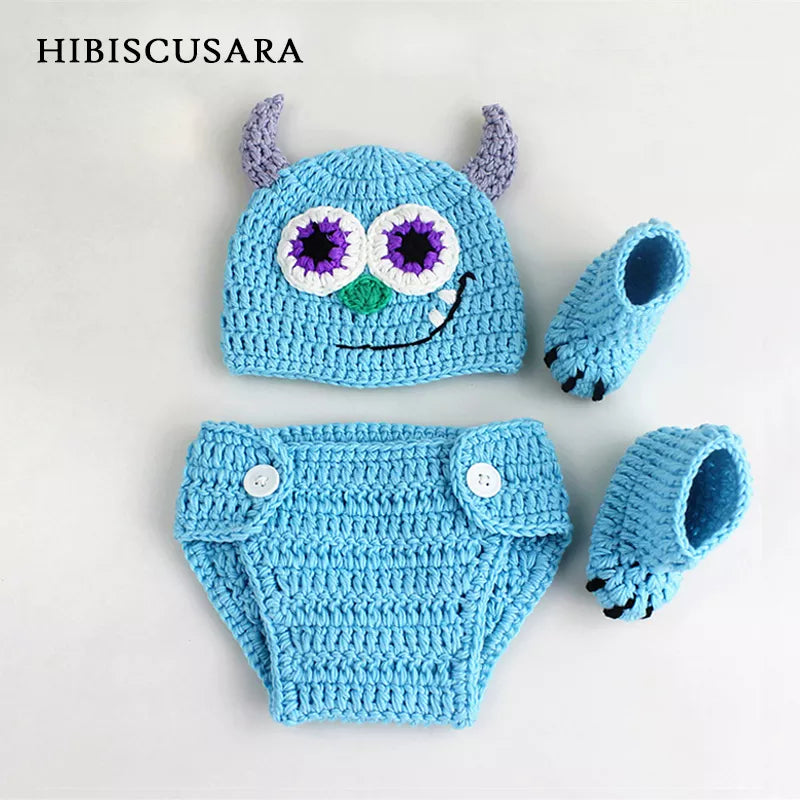 New Arrival Baby  Newborn Photography Costumes Clothing Sets Cartoon Character Devil Bebe Knitted Clothes Outfits 3pcs [PHO]