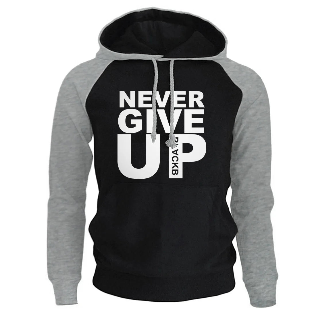 Never Give Up Letter Printed Mens Sweatshirt Hoodies Fashion Streetwear Male Hoodie Autumn Winter Fleece Hoody Men [MEN]