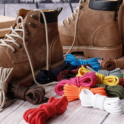 2pcs/lot Round Shoelaces Polyester Solid Classic Martin Boot Shoelace Casual Sports Boots shoes Lace 90cm/120cm/150cm [SHO]