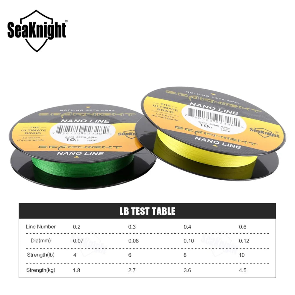 SeaKnight Brand NANO Series Fishing Lines 300M 4 Strands Braided Line Multifilament PE Fishing Line 4 6 8 10LB 0.07-0.12mm [SPT]