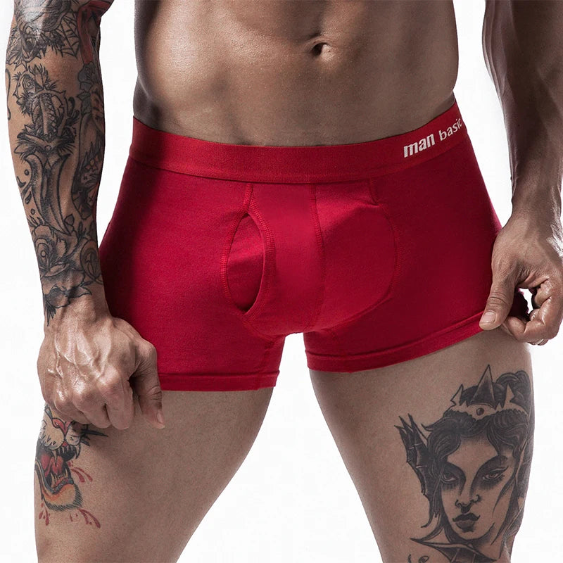 cotton men's underwear boxers open hole underwear for men  male cuecas calzoncillos xxxl [GRM] [UND]