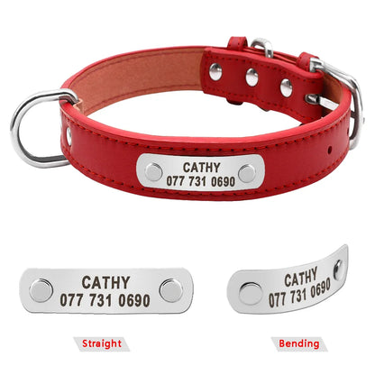 Large Durable Personalized Dog Collar PU Leather Padded Pet ID Collars Customized for Small Medium Large Dogs Cat 4 Size [PET]