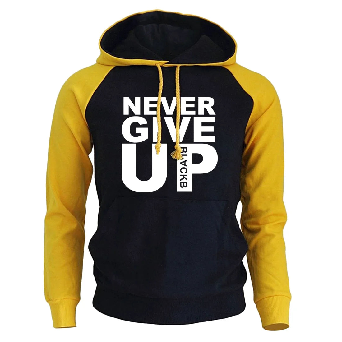 Never Give Up Letter Printed Mens Sweatshirt Hoodies Fashion Streetwear Male Hoodie Autumn Winter Fleece Hoody Men [MEN]