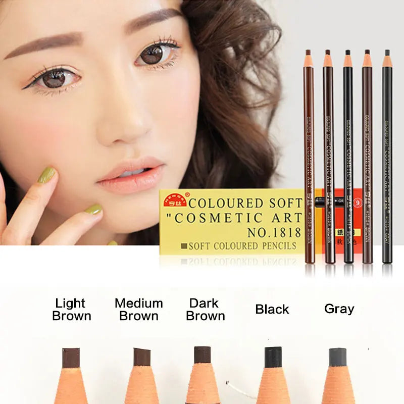 5pcs/Set Eyebrow Pencil Makeup Eyebrow Enhancers Cosmetic Art Waterproof Tint Stereo Types Coloured Beauty Tools [CSM]