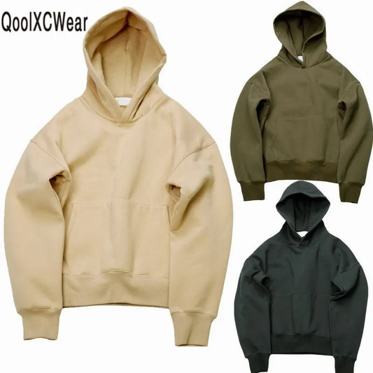 Quality nice hip hop hoodies with fleece WARM winter men's Kanye West hoodie sweatshirt swag solid  pullover [MEN]