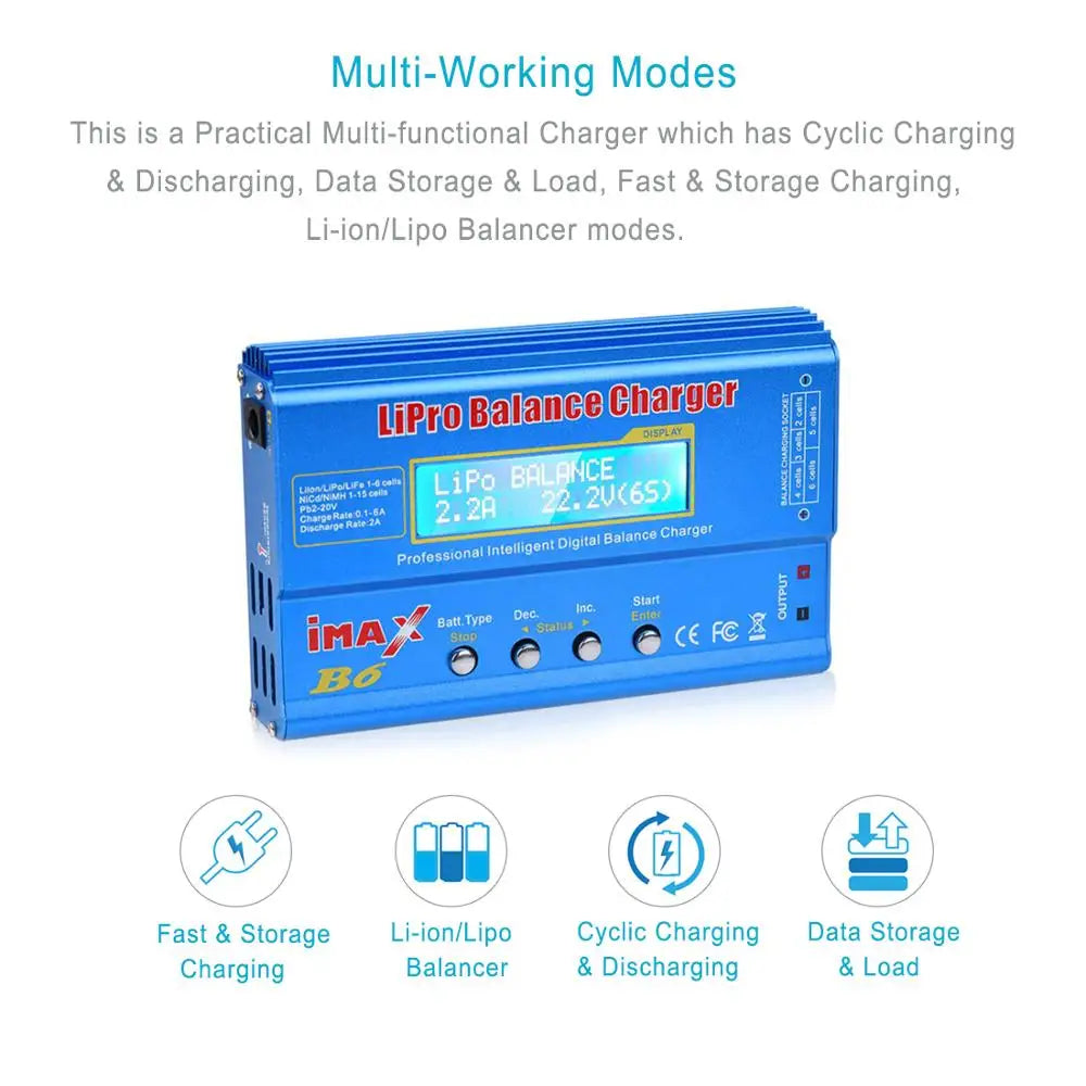 HTRC IMAX B6 80W Lipo Charger For NiMh Li-ion Ni-Cd Lipo Battery Charger Balance Discharger+15V 6A Adapter Optional Rc Charger [TOYS]