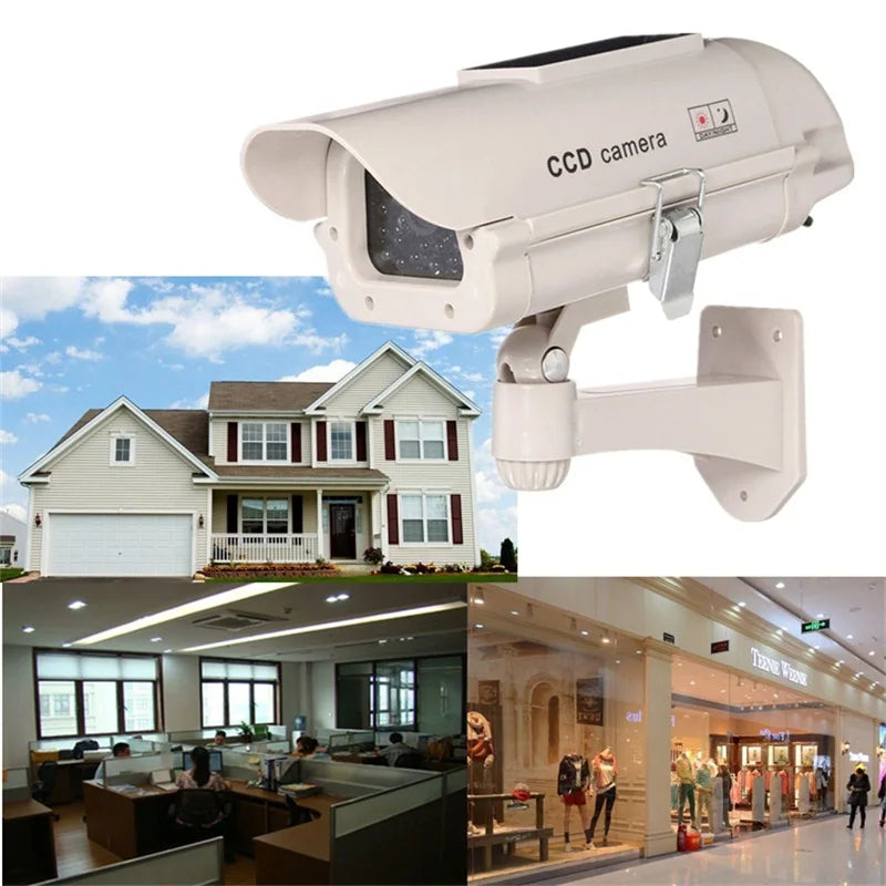 Solar Powered Waterproof Fake Camera Dummy CCD Security Camera Red Flashing Leds Home Office Surveillance System Scare Theft [SEC]