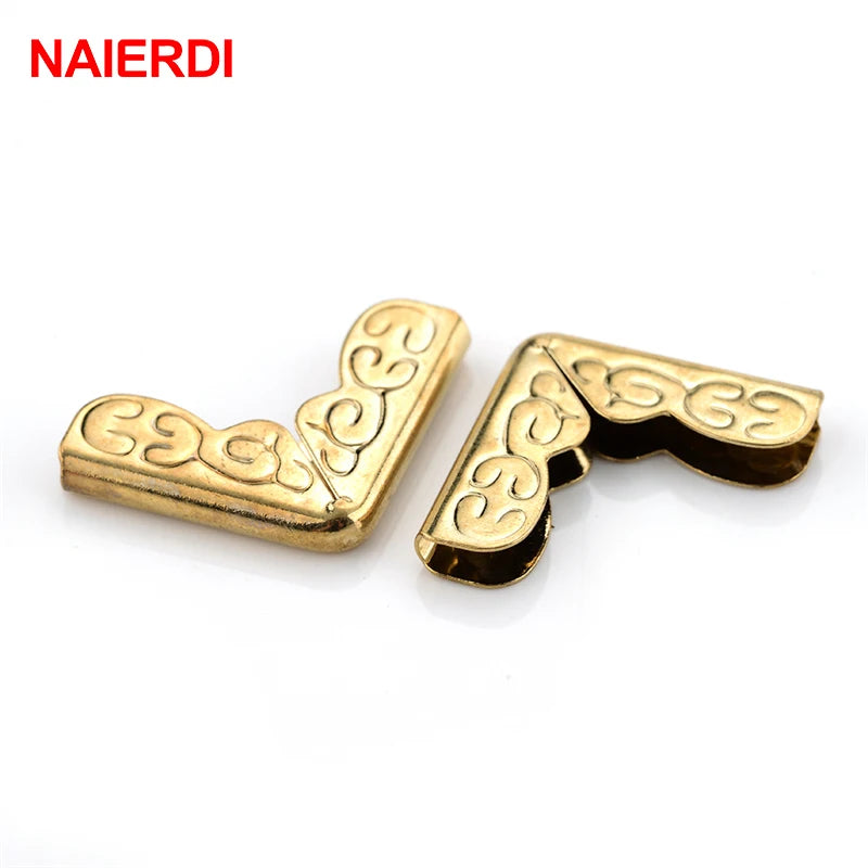 NAIERDI 100pcs 15x15x3mm Antique Brass Metal Book Scrapbooking Notebook Albums Menus Folders Corner Protectors Bronze Tone [HOM]