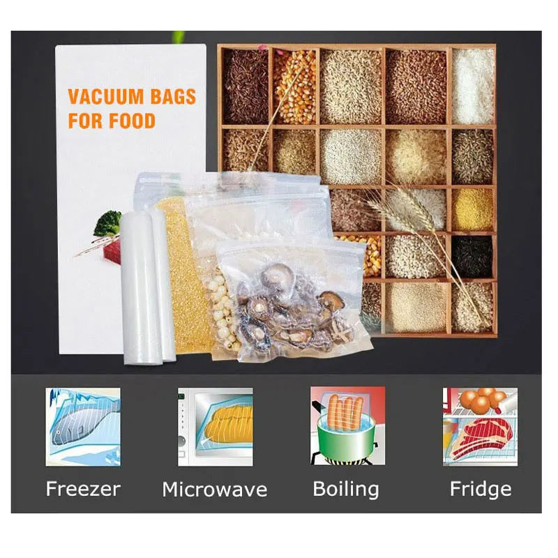 Vacuum Food Sealer Bags Roll Storage For Kitchen Packaging Sealing Machine Fresh Keeping 12 15 20 25 28 30 35*500cm BPA Free [HAP]