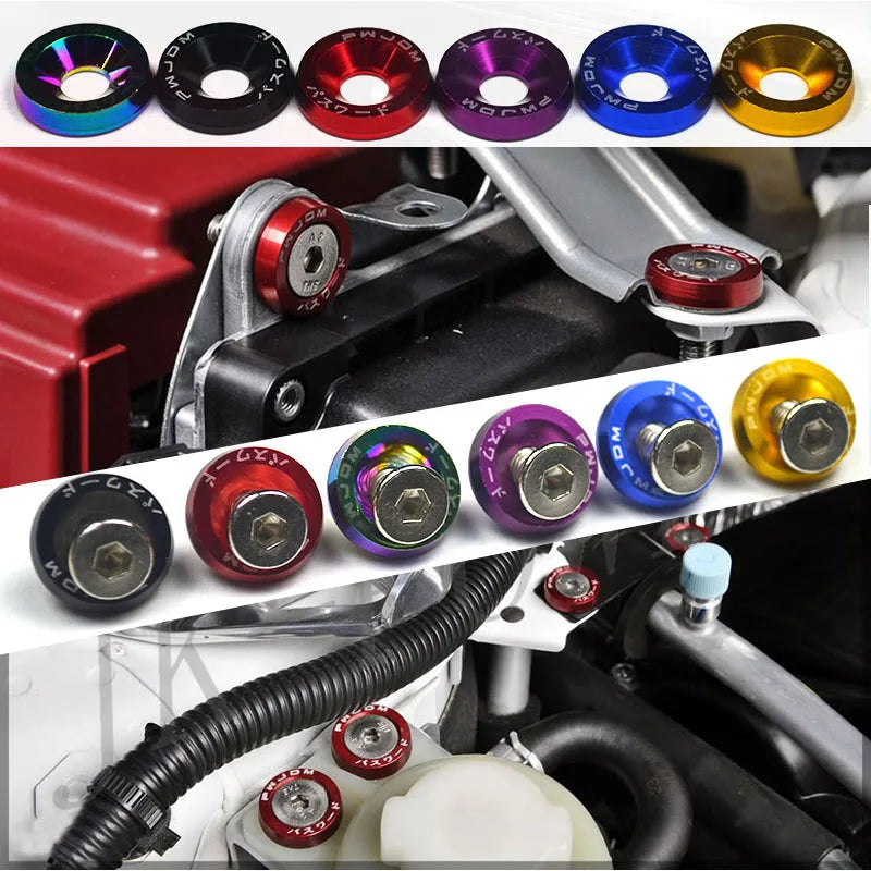 Universal 10PCS M6 Car Styling JDM Sticker Fender Washer License Plate Bolts Auto Accessories [CAR]