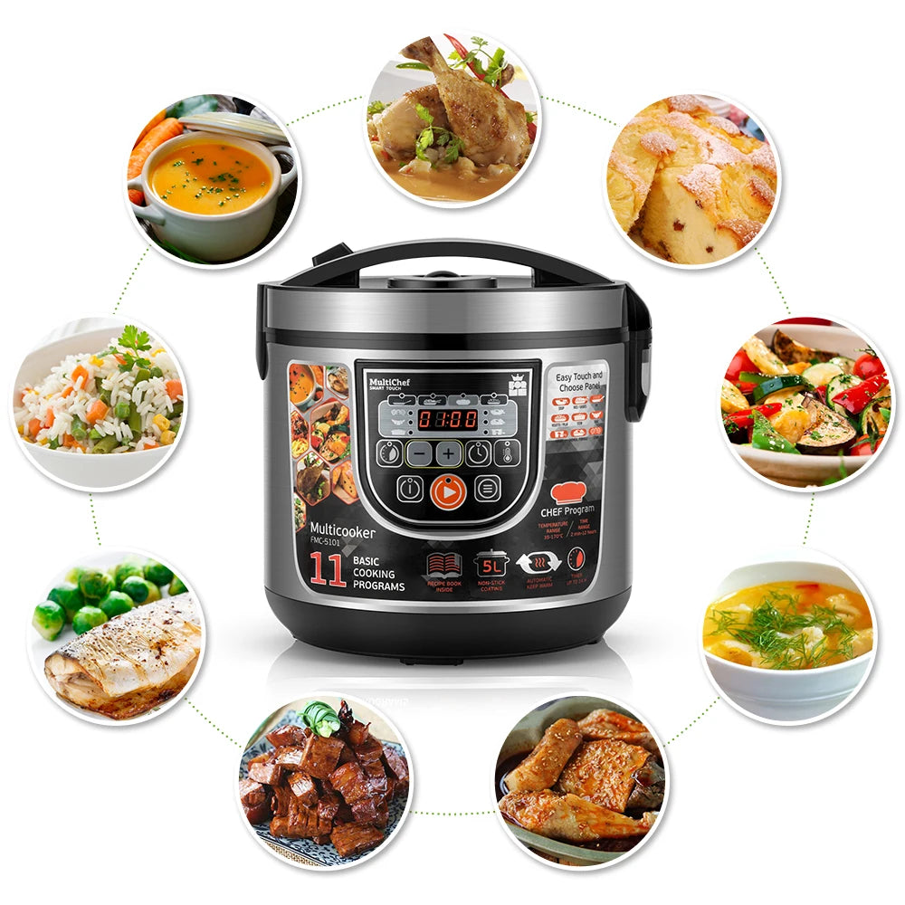 Multicooker Rice Cooker 11 in 1 DIY Functions Soup Stew Porridge 5L Electric Rice Cooker Cooking Pot Food Steamer ForMe [HAP]