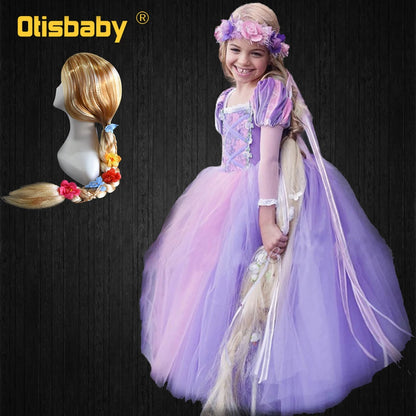 Fancy Girls Princess Sofia Rapunzel Dress Children Gorgeous Floor Length Ball Gowns 2020 Summer Girls Tangled Cosplay Costume [COS]