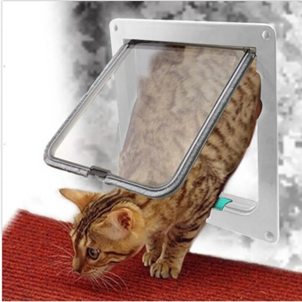 Pet Dog Cat Door 4 Way Locking Flap Door for Interior Exterior Doors Weatherproof Pet Doors for Cats Dogs Puppy Small Animals [PET]