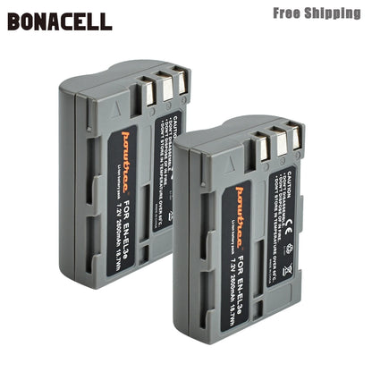 Bonacell 2600mAh EN-EL3e EN EL3e EL3a ENEL3e Digital Camera Battery for Nikon D300S D300 D100 D200 D700 D70S D80 D90 D50 L50 [BAT]