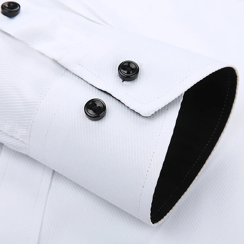 Men work shirts Brand soft Long sleeve square collar regular  solid plain/ twill men dress shirts white male tops [MEN]