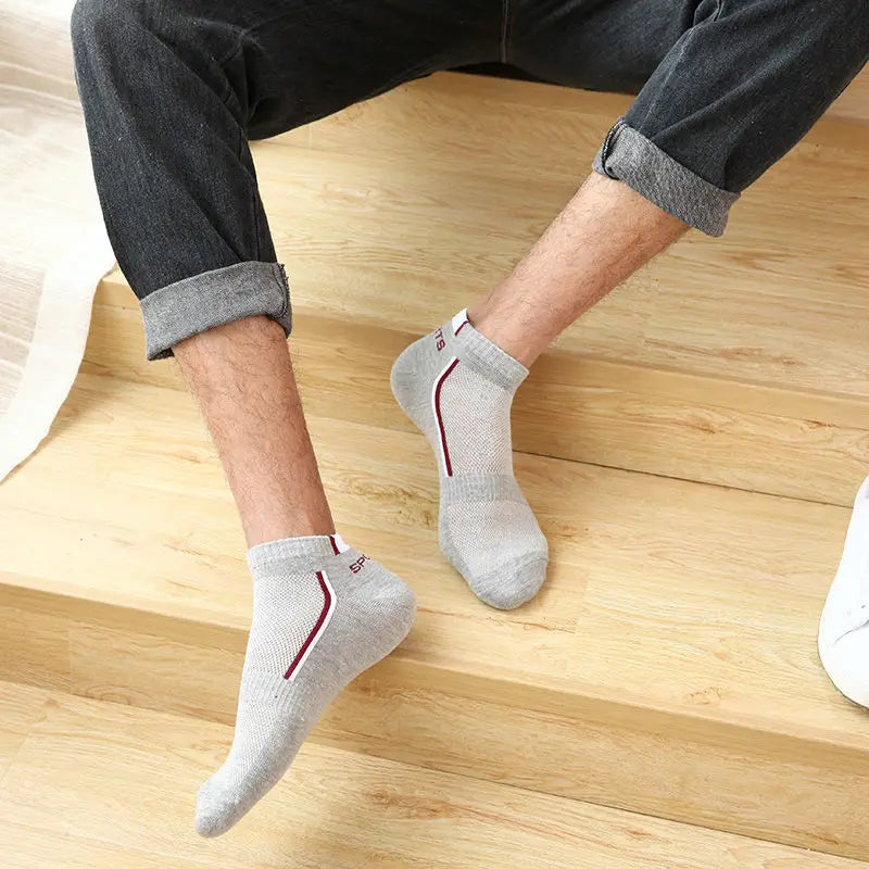 10 Pair High Quality Men Ankle Socks Breathable Cotton Sports Socks Mesh Casual Athletic Summer Thin Cut Short Sokken Size 38-48 [SOX]