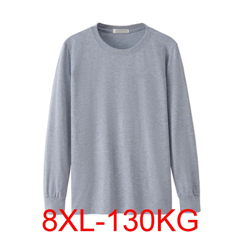 Men's T-Shirt Long Sleeve Winter  7XL 8XL 134cm Large Size 5XL 6XL Cotton Home T-Shirt [MEN]