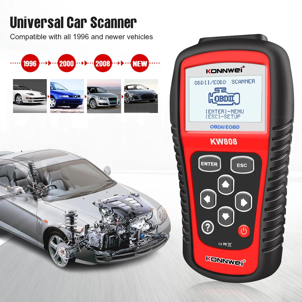 KONNWEI KW808 OBD 2 Car Scanner OBD2 Auto Automotive Diagnostic Scanner Tool Engine Fault Code Reader Odb Tools  for Cars [CAR]