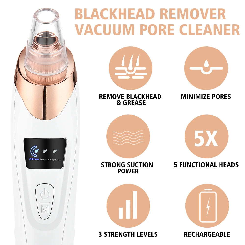 Beauty Electric Blackhead Remover Facial Cleaner Black Point Vacuum Suction Black Head Dots Remover Extractor Skin Care Tools [SKC]