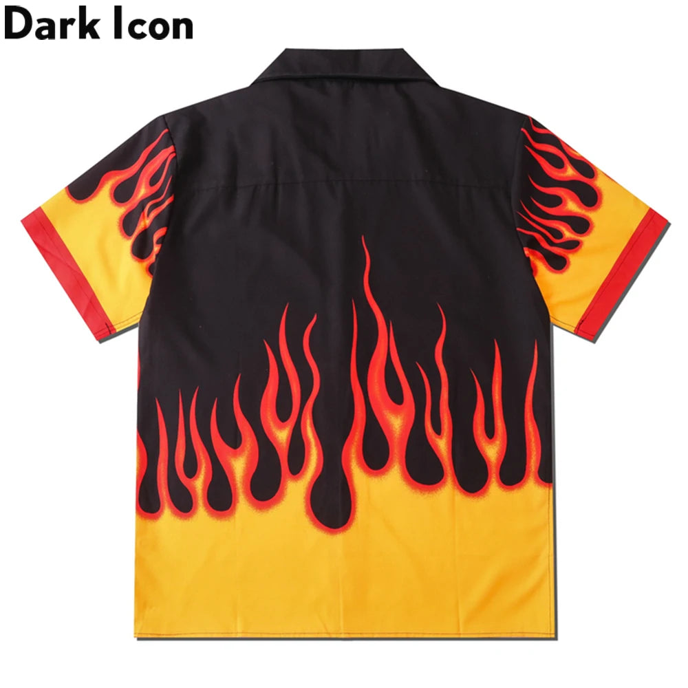 Dark Icon Flame Shirt Men Vintage Street Men's Shirt Summer Hawaiian Shirt Man Clothing [MEN]