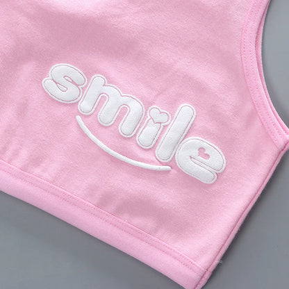 Teen bra girl vest Cotton Spandex Big Girl's Sport 7-14 Years Adolescente Kids Underwear Letter Racerback Training 1 piece [GRM] [UND]