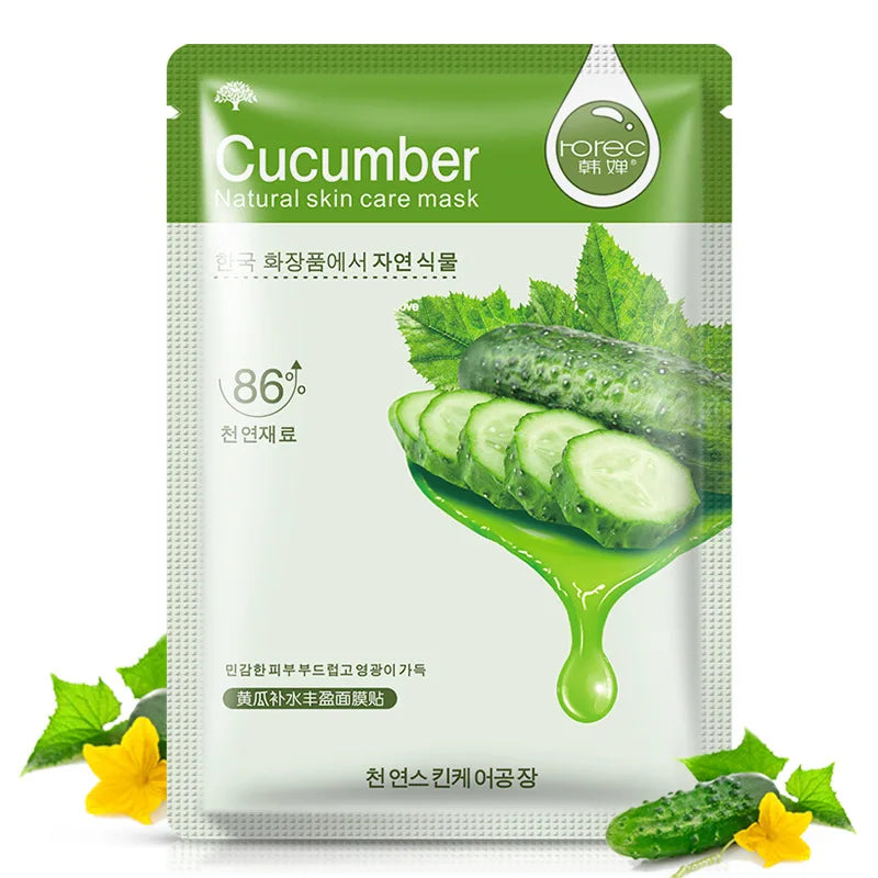 Skin Care Natural Fruit Plant Facial Mask Moisturizing Oil-Control Blueberry Cucumber Pomegranate Fruit Aloe Sheet Face Mask [SKC]