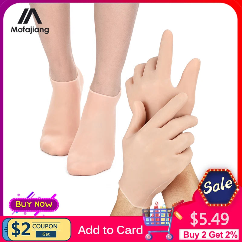 Feet or Hand Care Socks Gloves Moisturizing Silicone Gel Socks Foot Skin Care Hand Protectors Anti Cracking Spa Home Use [SKC]