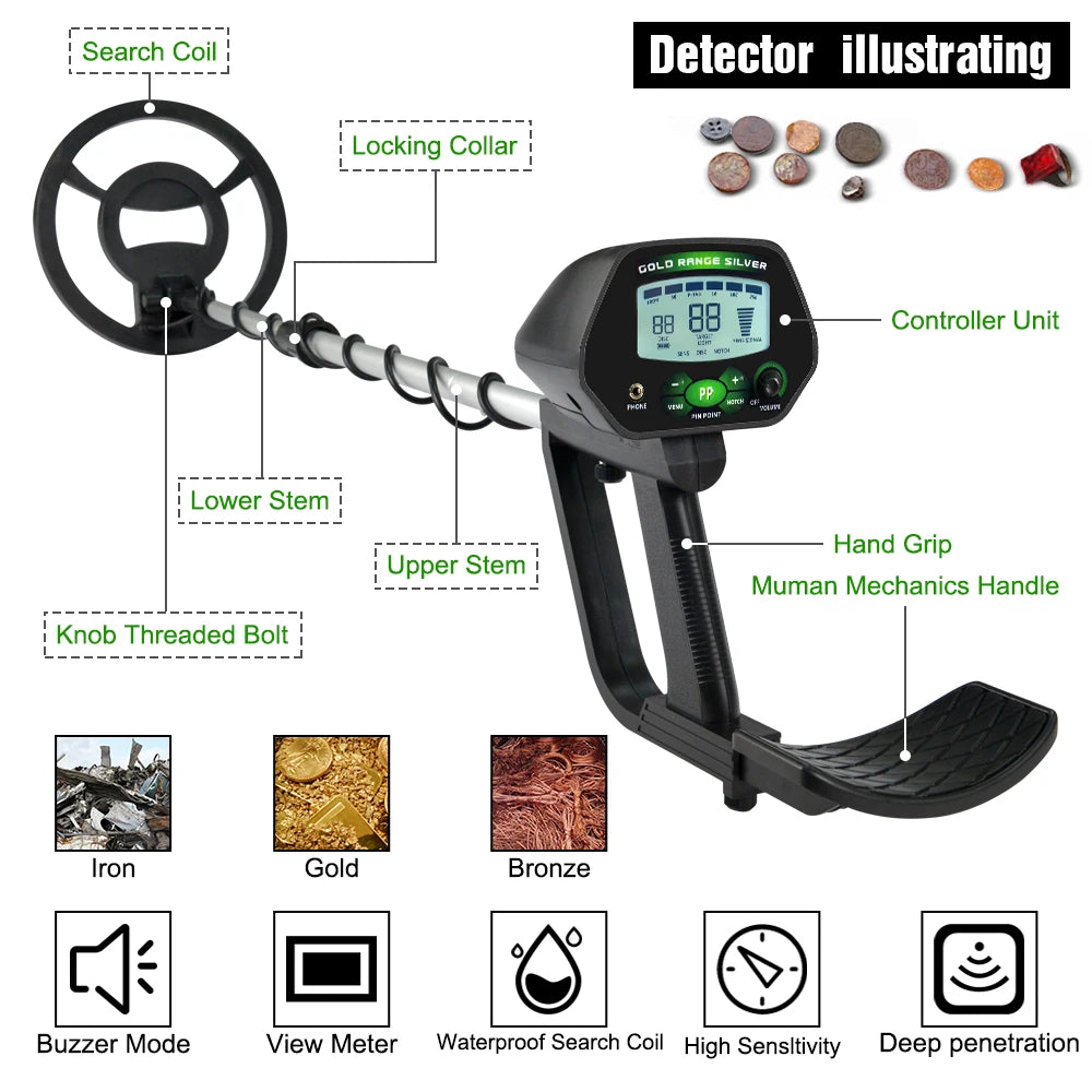 High Accuracy Professional MD-4090 Underground Metal Detector LCD Metal Detector With Memory Function Backlight Adjustable [MTL]