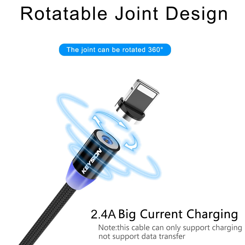 KEYSION LED Magnetic USB Cable Fast Charging Type C Cable Magnet Charger Data Charge Micro USB Cable Mobile Phone Cable USB Cord [MOB]
