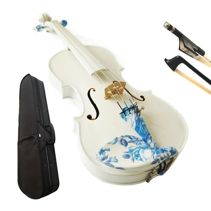 Kinglos 4/4 Full Size Red White Solid Wood Violin Kit Ebony Fittings with Shoulder Rest Case Bow Rosin Bridge [SPT]