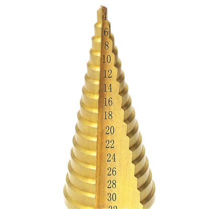 1Pcs 4-32 mm HSS Titanium Coated Step Drill Bit Drilling Power Tools Metal High Speed Steel Wood Hole Cutter Step Cone Drill [PTO]