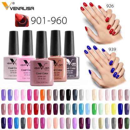 Venalisa Hot Sell Soak Off UV LED Gel 60 Colors 7.5ml Super Shinning Nail Gel Polish Lacquer Full Coverage Pure Color Series [BEU]