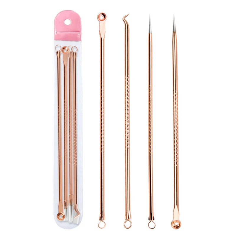 4PCS Acne Blackhead Comedone Black Spot Pimple Blemish Remover Skin Care Women Beauty Acne Treatment Pore Cleanser Needle Hook [SKC]