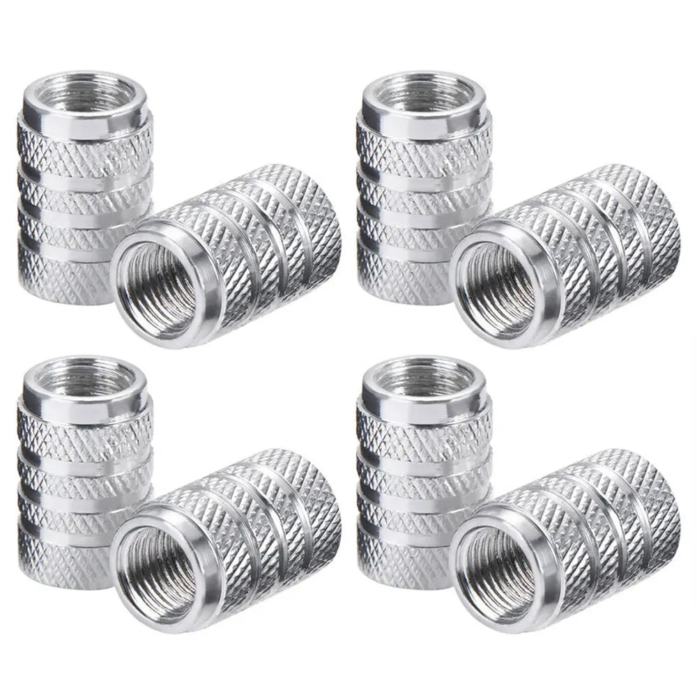 4Pcs Car Tire Valve Stems Cap Knurling Style Tire Valve Cap Aluminum Tire Wheel Stem Air Valve Cap car Universal accessories [CAR]