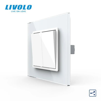 Livolo  EU standard Luxury  Crystal Glass Panel, Two Gangs,2 Way Push Button Home Wall Switch, C7K2S-11/12,no logo,key pad crossr [HOM]