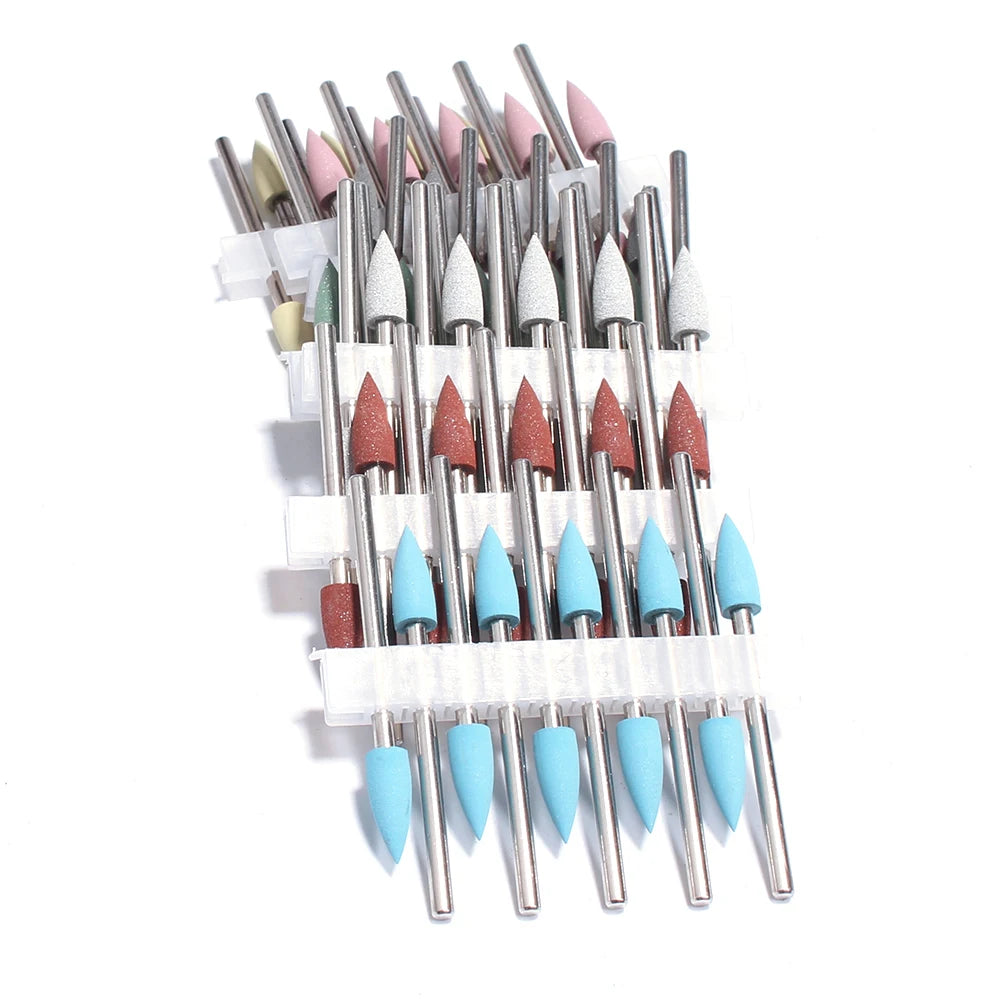 10pcs Diamond Nail Drill Bit Rubber Manicure Drills Electric Rotary Milling Cutter Polishing Tools Nail Bits Salon Accessories [TPT]