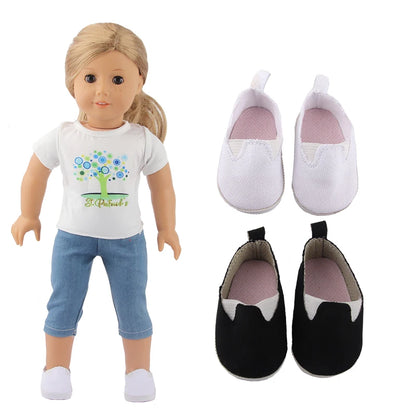 Canvas Cloth 7cm Shoes For 18 Inch American And 43cm New Born Baby Doll Shoes Clothes Accessories For Our Generation Girl Dolls [SHO]