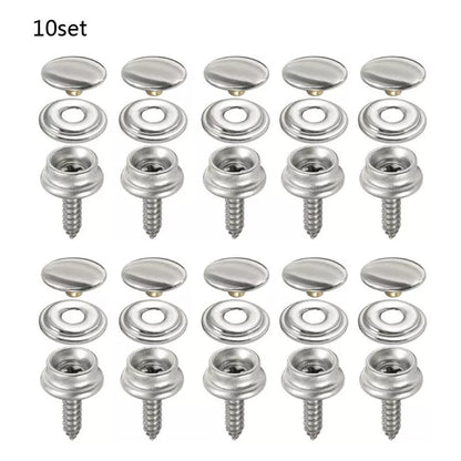 10 Sets Stainless Steel Tapping Snap Fastener Kit Tent Marine Yacht Boat Canvas Cover Tools Sockets Buttons Car Canopy Accessories [MRN]