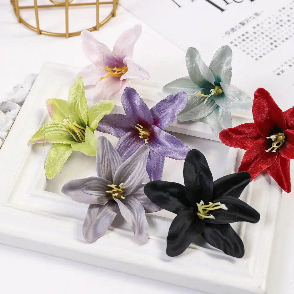 10/30/50 Pcs Silk Artificial Flower Lily Flower Head DIY Crafts Scrapbooking Home Wedding Room Party Wreath Decor Accessories [FLW]